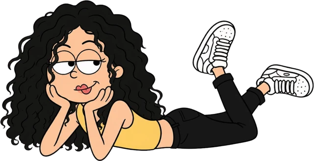 Illustration of Andie lying down, chin in her hands
